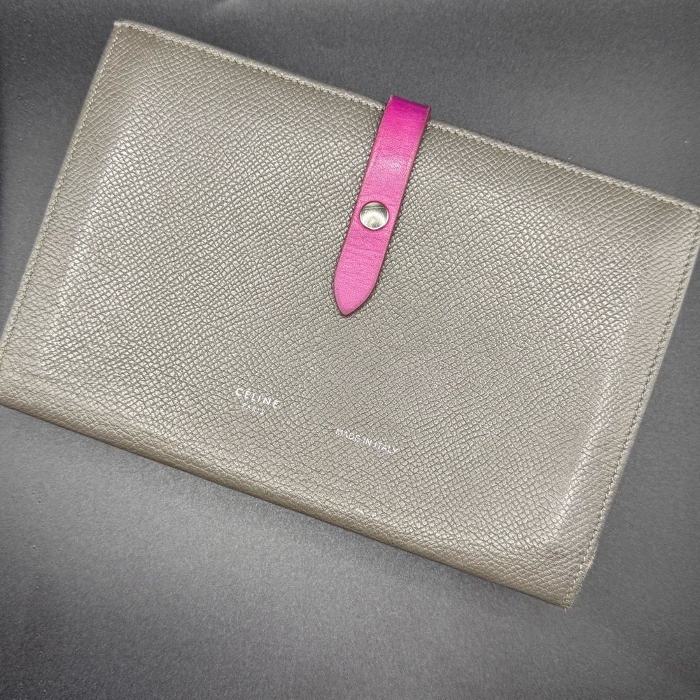 CELINE Long Wallet (Gray Fuchsia Pebbled Leather) S-PG-4196